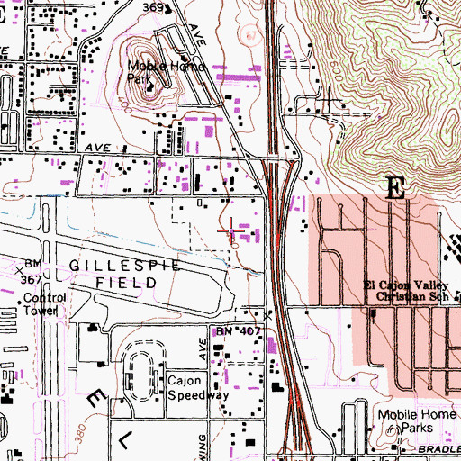 Topographic Map of Prospect Plaza Shopping Center, CA