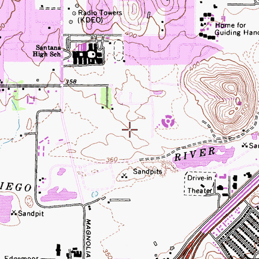 Topographic Map of Radio Towers Park, CA