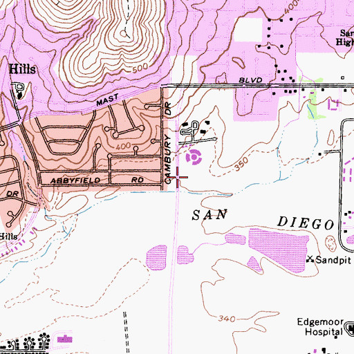 Topographic Map of Rio Seco Ball Field, CA