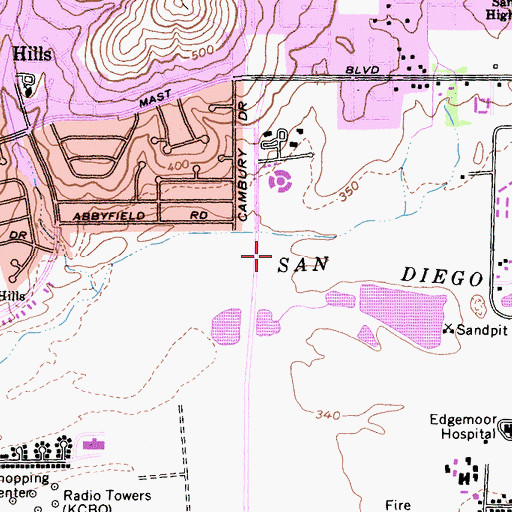 Topographic Map of Town Center Ball Field, CA