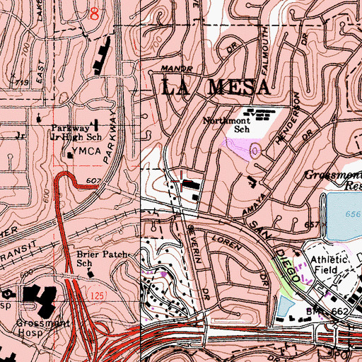 Topographic Map of Village Station Shopping Center, CA