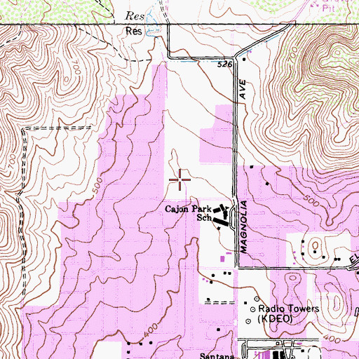 Topographic Map of Woodglen Vista Park, CA
