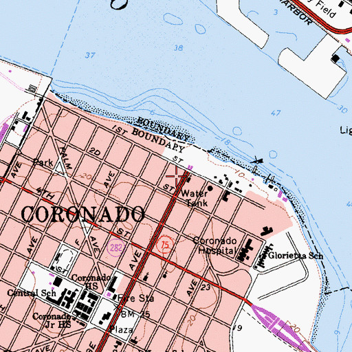 Topographic Map of Coronado Baptist Church, CA