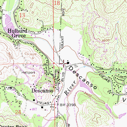 Topographic Map of Descanso Elementary School, CA