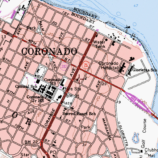 Topographic Map of First Baptist Church, CA
