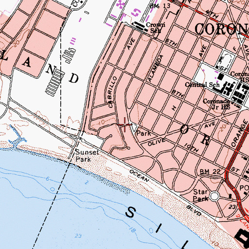 Topographic Map of L C Bandell Park, CA