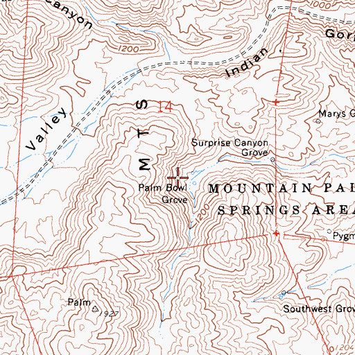 Topographic Map of Mountain Palm Springs Campground, CA