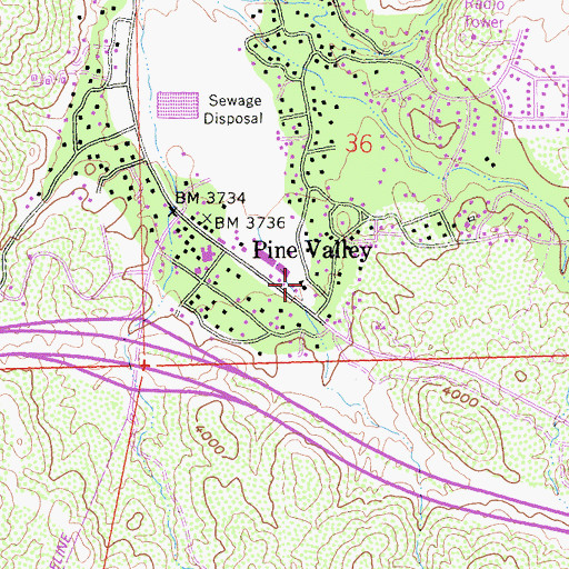 Topographic Map of Pine Valley Elementary School, CA
