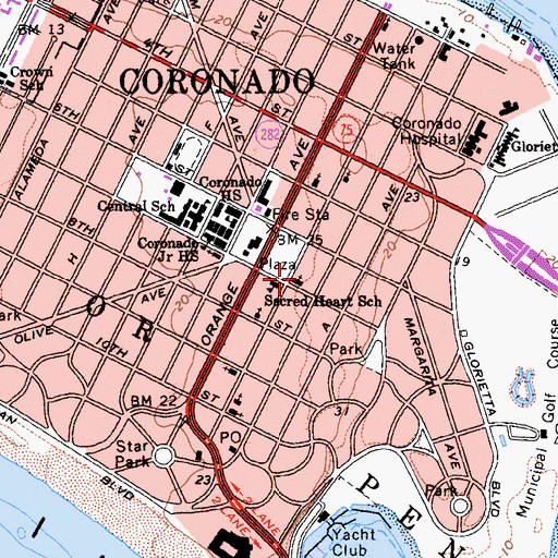 Topographic Map of Sacred Heart Roman Catholic Church, CA