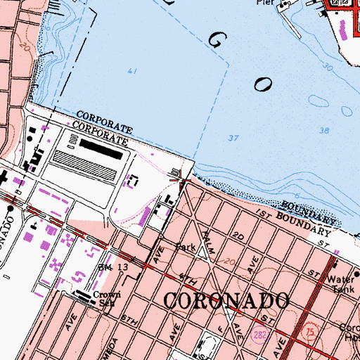 Topographic Map of Shoreline Park, CA