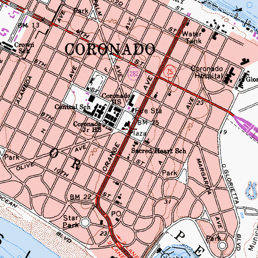 Topographic Map of Spreckels Park, CA