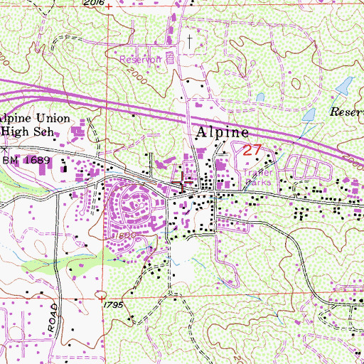 Topographic Map of Alpine Church of Christ, CA