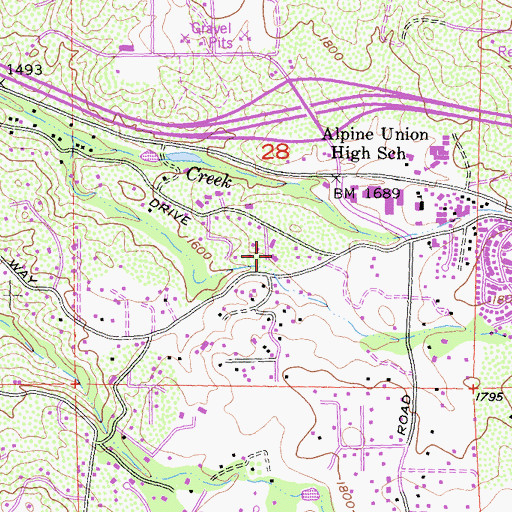 Topographic Map of Alpine Country Day School, CA
