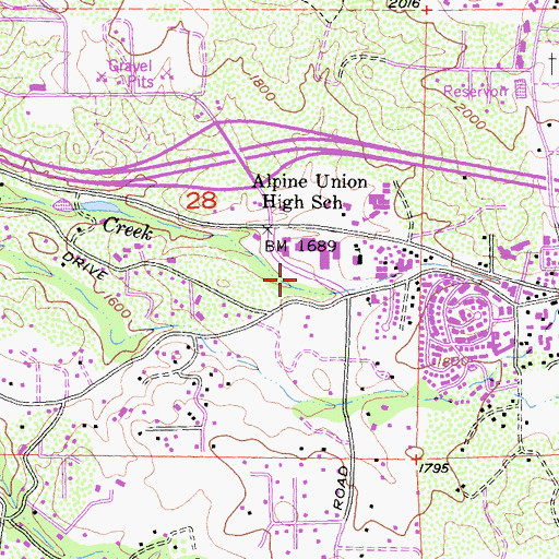 Topographic Map of Alpine Fire Protection District Station 17, CA
