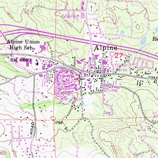Topographic Map of Alpine Post Office, CA