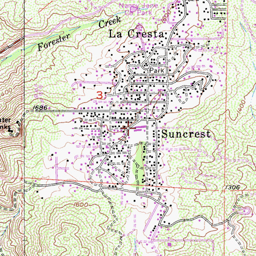 Topographic Map of Crest Elementary School, CA