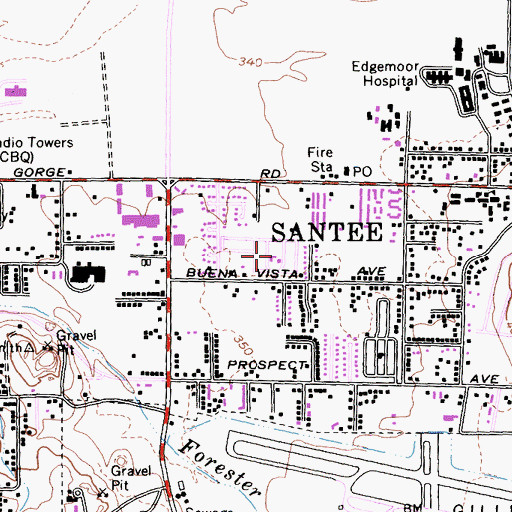 Topographic Map of Hawaiian Village Mobile Home Park, CA