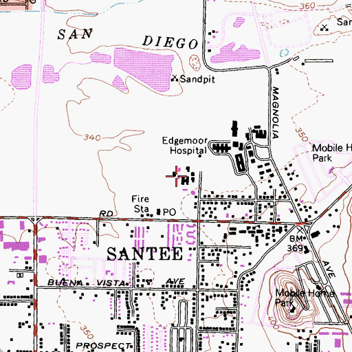 Topographic Map of Las Colinas Womens Detention Center, CA