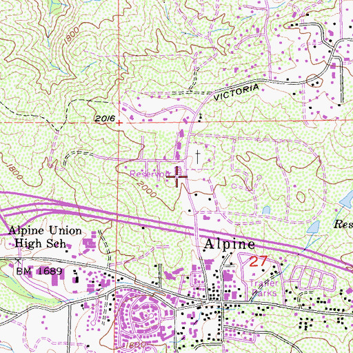 Topographic Map of Queen of Angels Catholic Church, CA