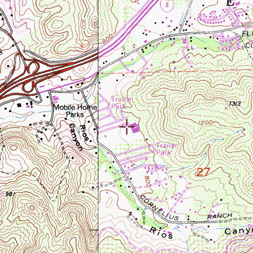 Topographic Map of Rios Elementary School, CA