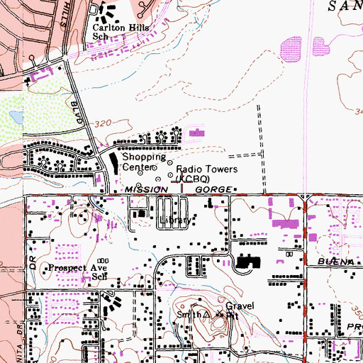 Topographic Map of Santee Post Office, CA