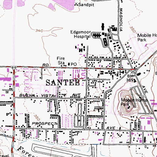 Topographic Map of Valley Christian Center, CA