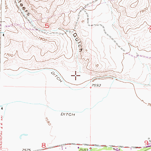 Topographic Map of Steers Gulch, CO