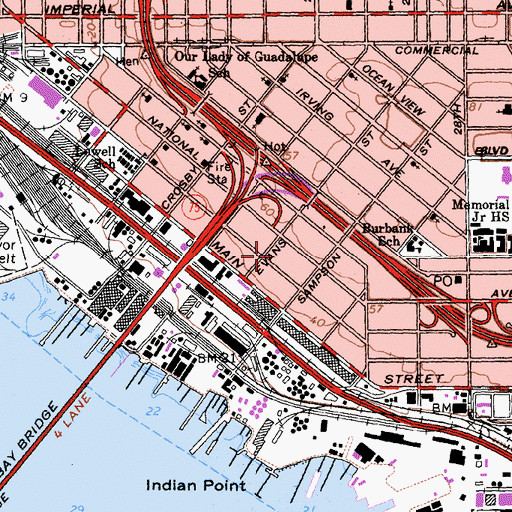 Topographic Map of Barrio Logan, CA