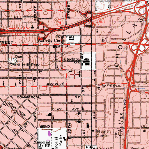 Topographic Map of Bethel African Methodist Episcopal Church, CA