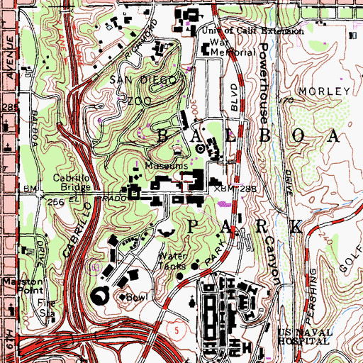 Topographic Map of Casa del Prado, CA