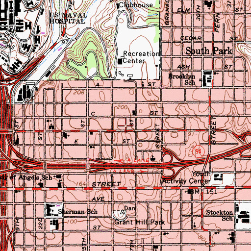 Topographic Map of Golden Hill, CA