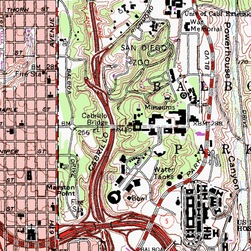 Topographic Map of San Diego Museum of Man, CA
