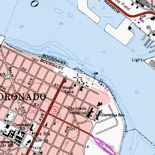 Topographic Map of Old Ferry Landing Shopping Center, CA