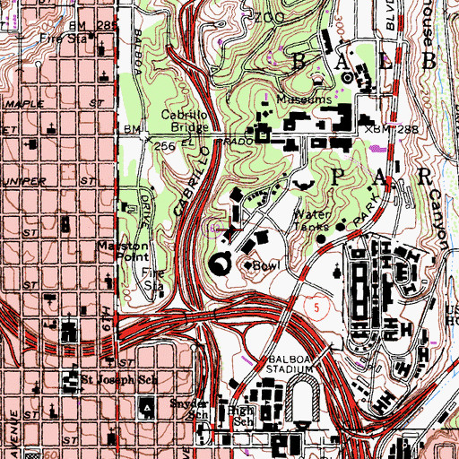 Topographic Map of Pan American Plaza, CA