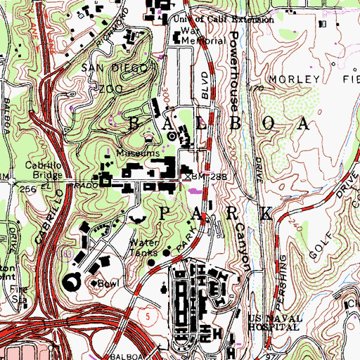 Topographic Map of Plaza de Balboa, CA
