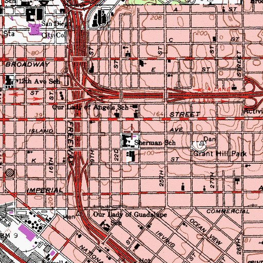 Topographic Map of Sherman Heights, CA
