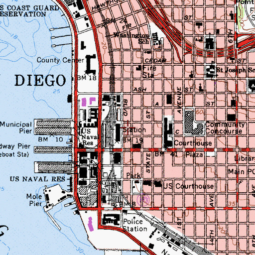 Topographic Map of American Plaza, CA