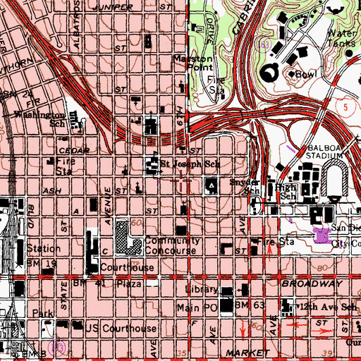 Topographic Map of Associated Technical College, CA