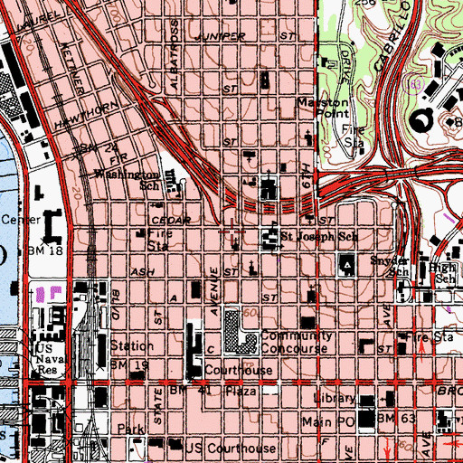 Topographic Map of California Western School of Law, CA