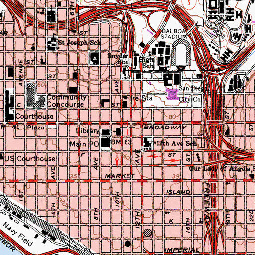 Topographic Map of Episcopal Community Services, CA