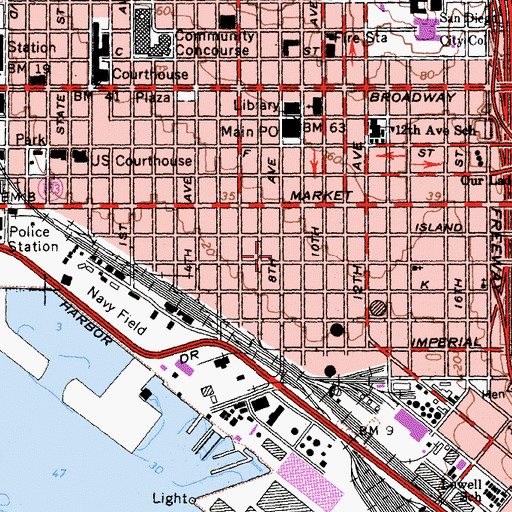 Topographic Map of San Diego Fire - Rescue Department Station 4, CA