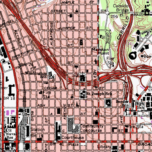 Topographic Map of First Presbyterian Church, CA