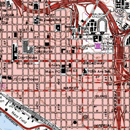 Topographic Map of Inner City Baptist Church, CA