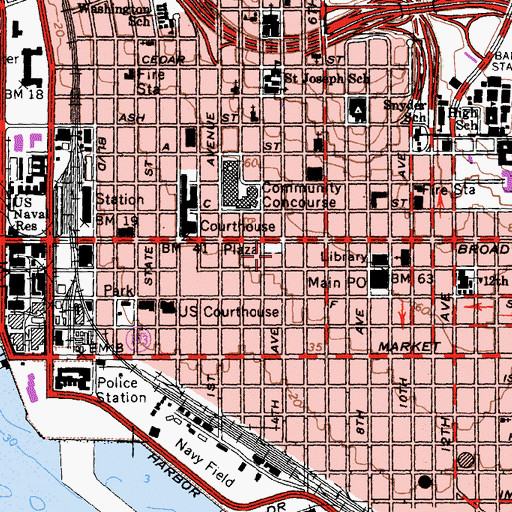Topographic Map of Marston Mall Shopping Center, CA