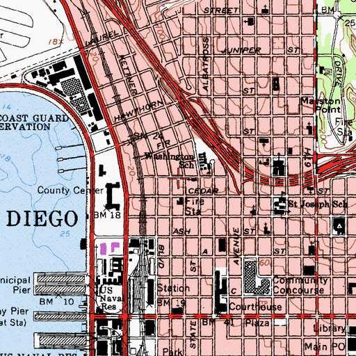 Topographic Map of Our Lady of the Rosary Church, CA