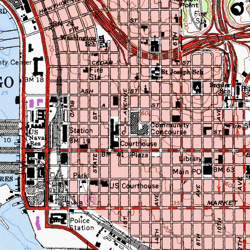 Topographic Map of San Diego City Administration Building, CA