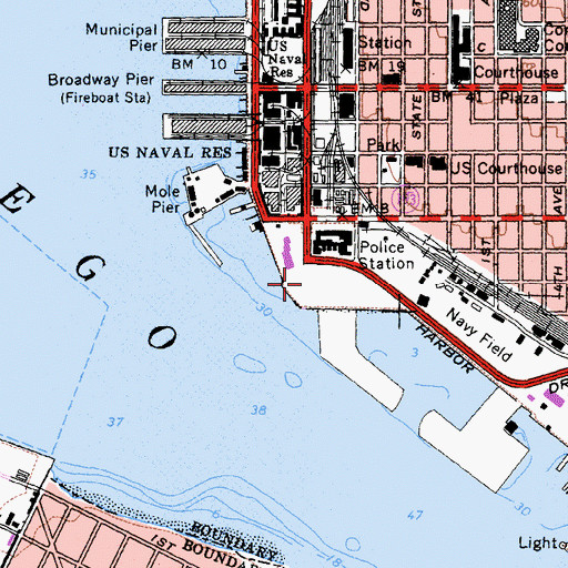 Topographic Map of Seaport Village Shopping Center, CA
