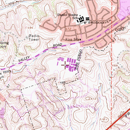 Topographic Map of Bell Junior High School, CA