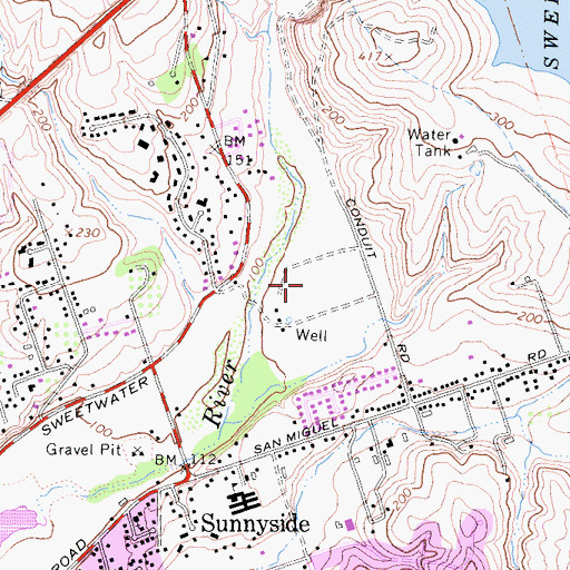 Topographic Map of Bonita Golf Club, CA