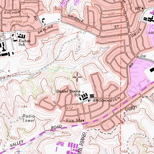 Topographic Map of Boone Park, CA